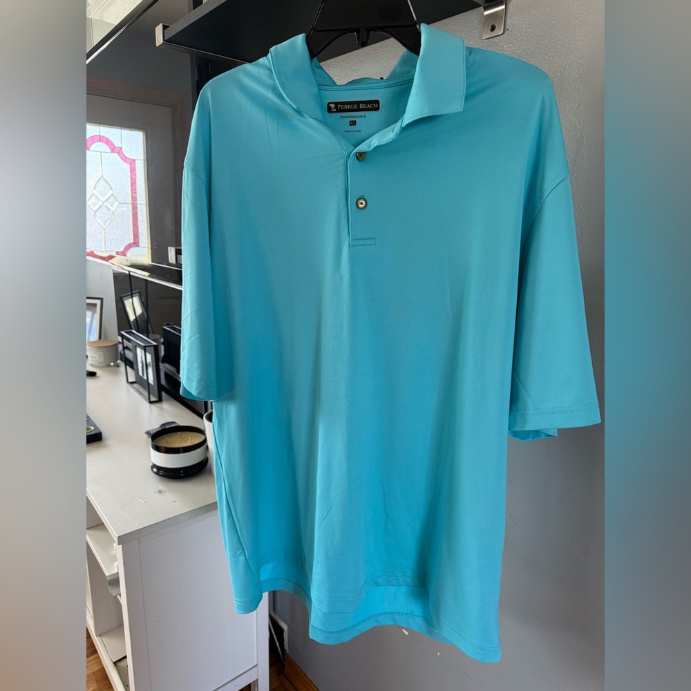 Pebble Beach Men's Aqua Polo Shirt SZ XL